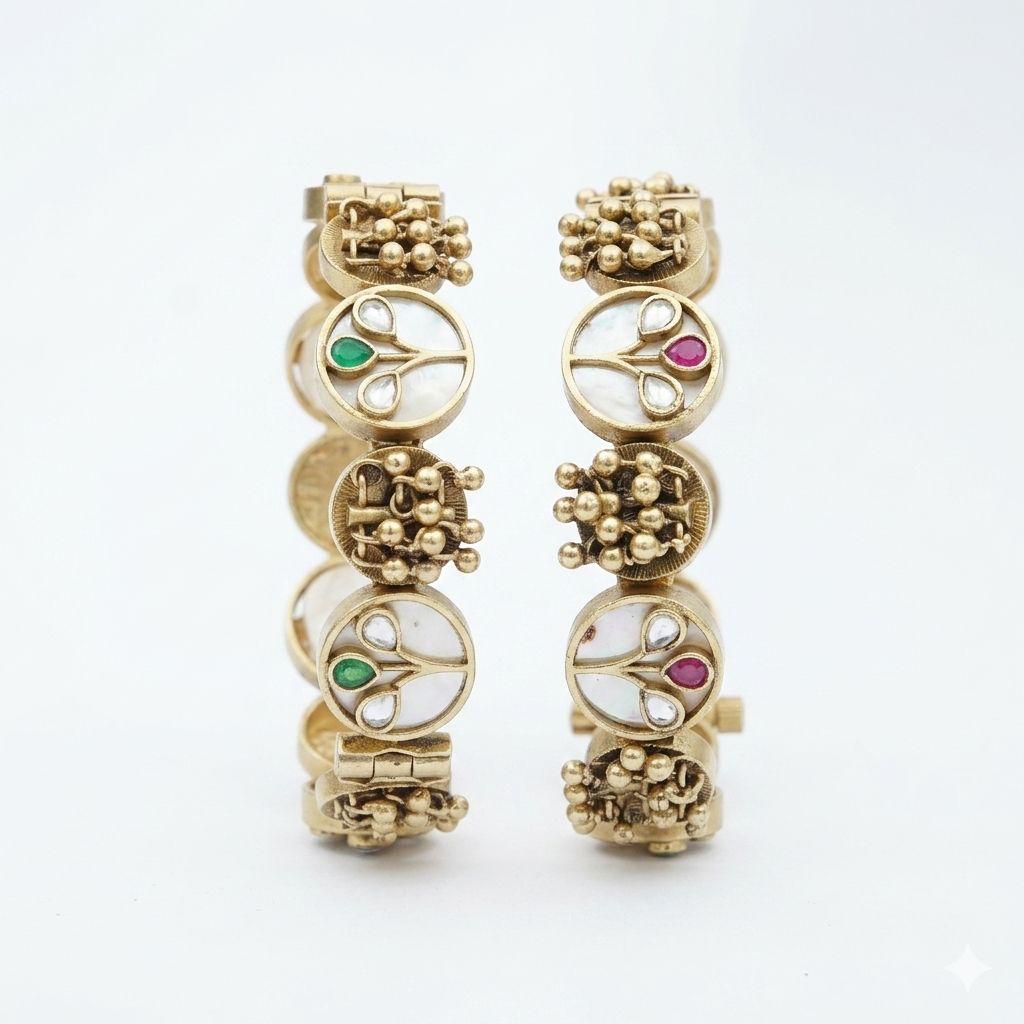 Aahana Jadau-Style Floral Kada Set